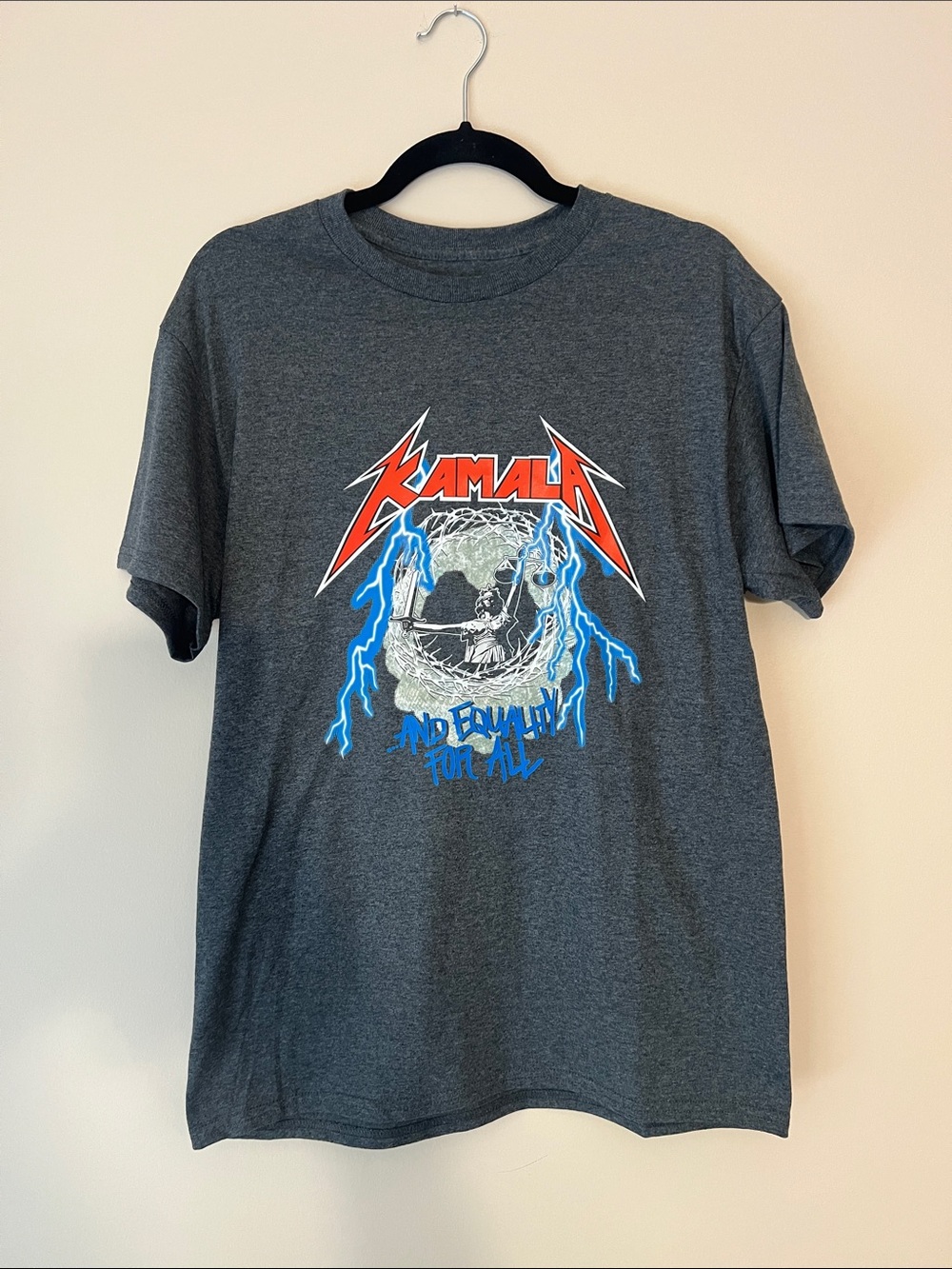 Kamala Harris Charcoal Graphic Tee - Dark Gray Men’s Shirt